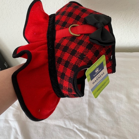 Top Paw Red And Black Plaid Dress Velcro Vest Harness With Bow Size Small (895) - Picture 9 of 9